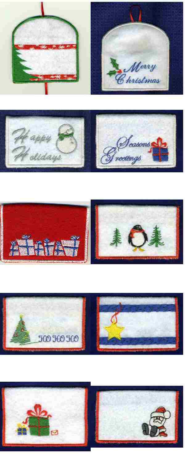 In The Hoop Christmas Gift Card Holders Embroidery Machine Design Details
