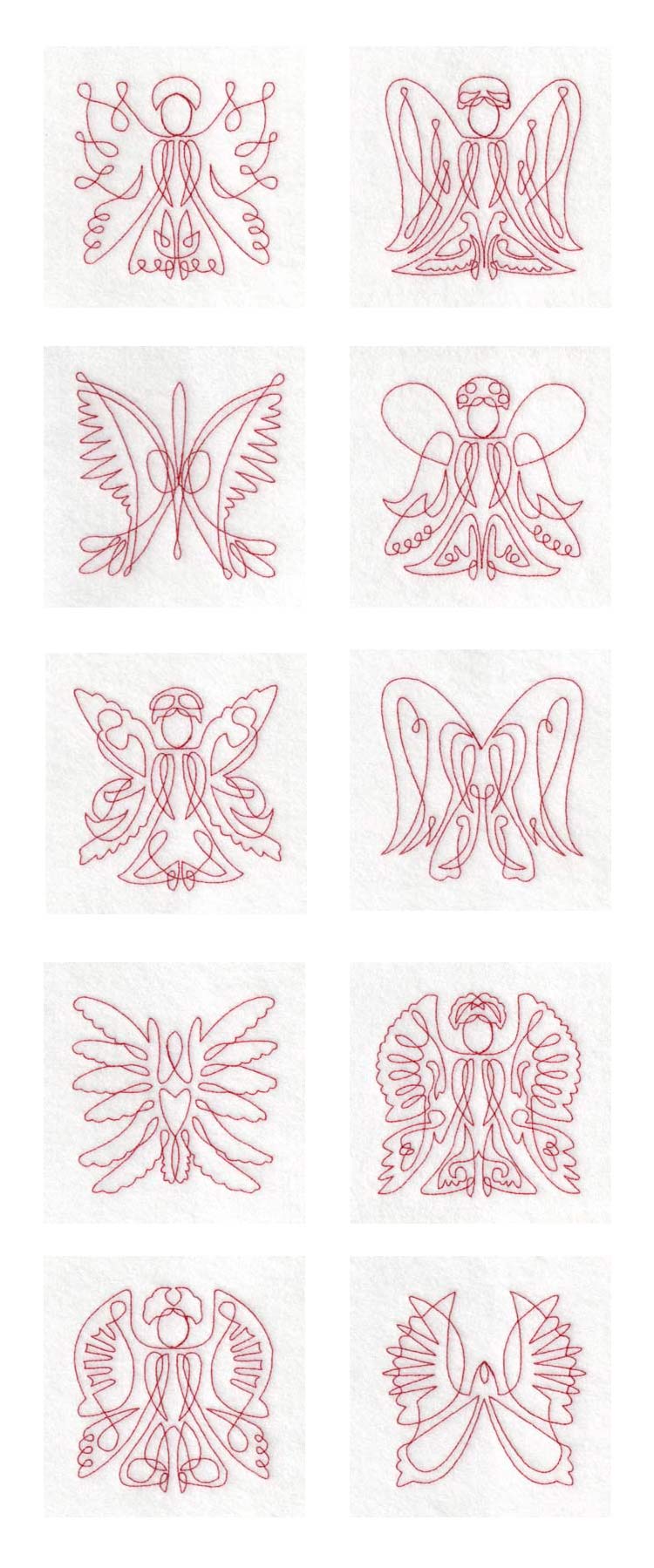 Redwork Angel Blocks Embroidery Machine Design Details