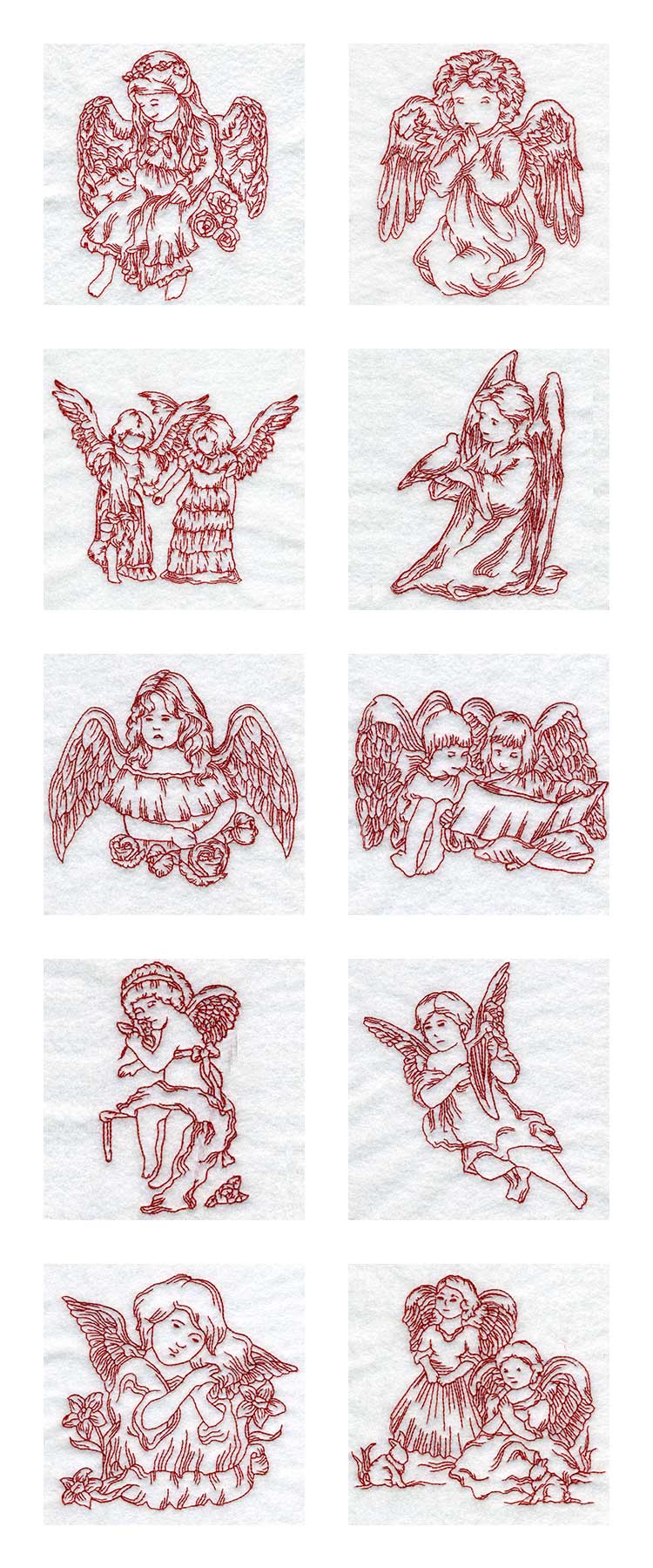 Line Art Children Angels Embroidery Machine Design Details