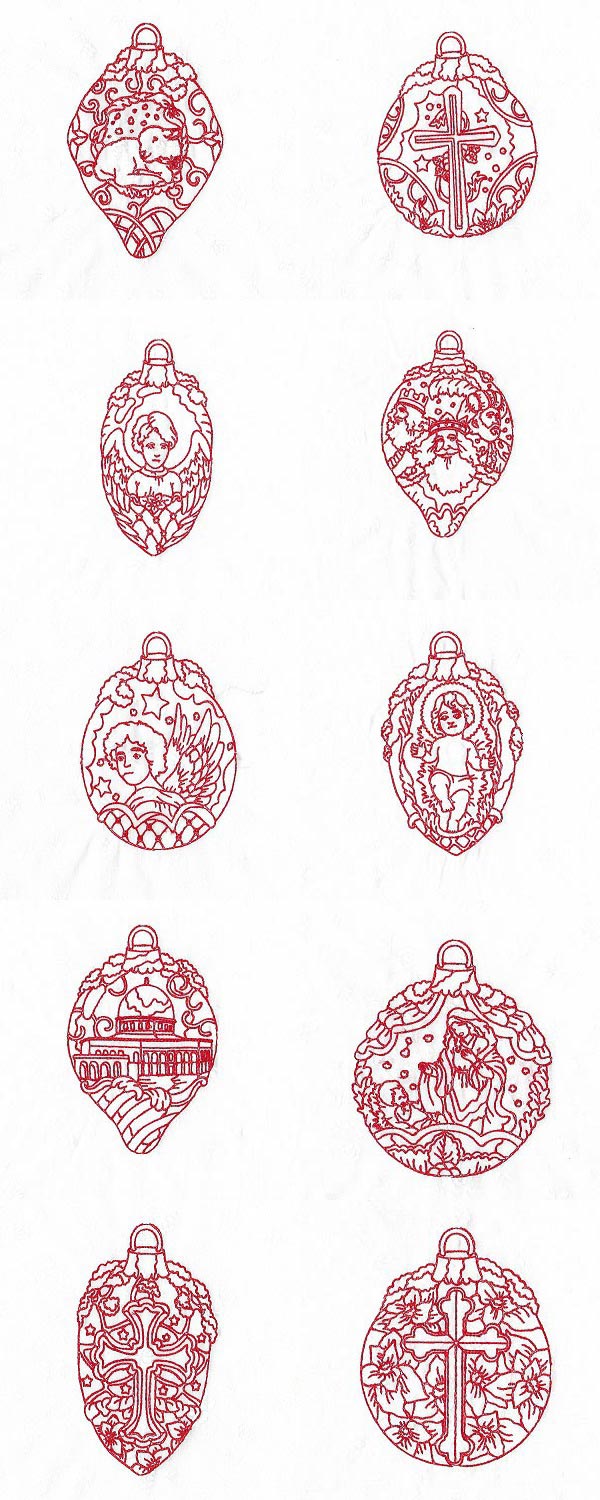 Redwork Christmas Decorations Embroidery Machine Design Details