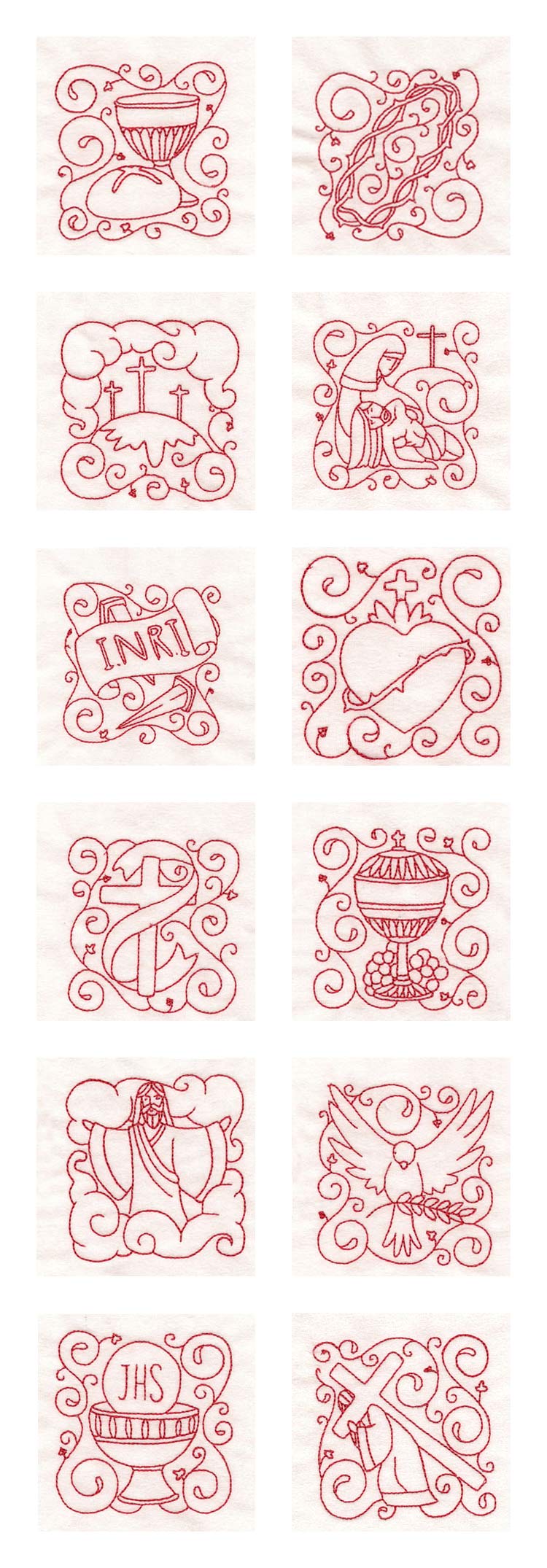 Redwork Easter Blocks Embroidery Machine Design Details