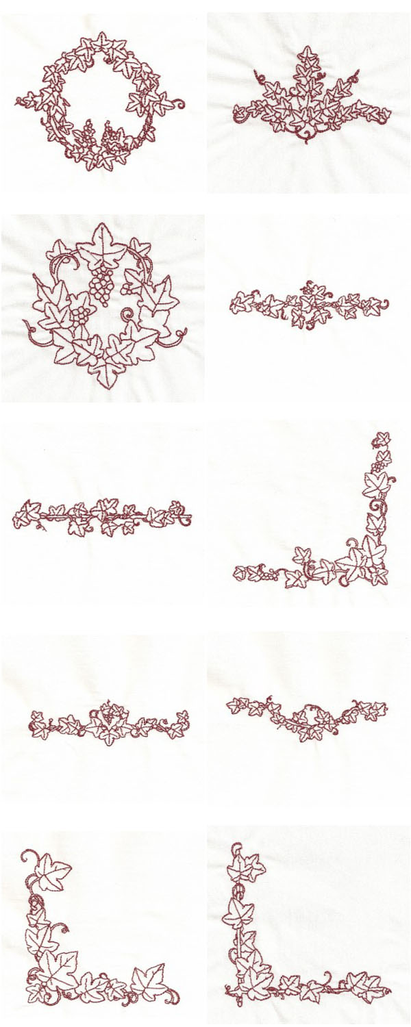 RW Grapes and Leaves Embroidery Machine Design Details