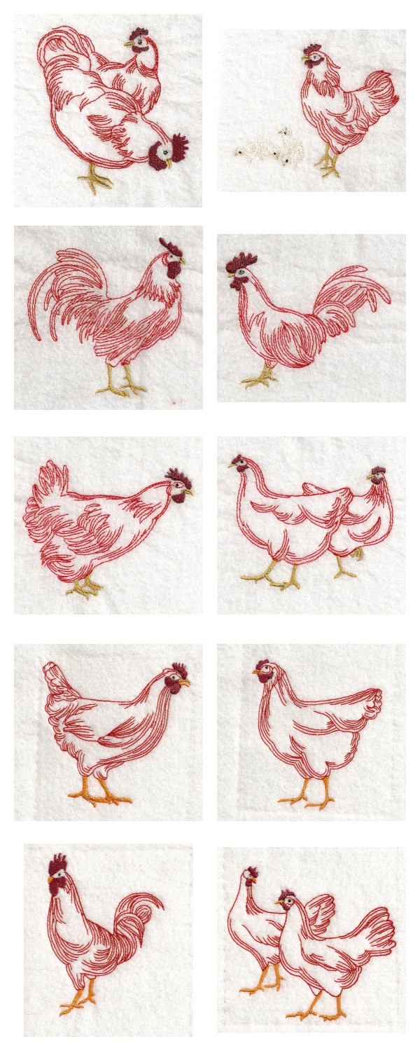 RW Hens Embroidery Machine Design Details
