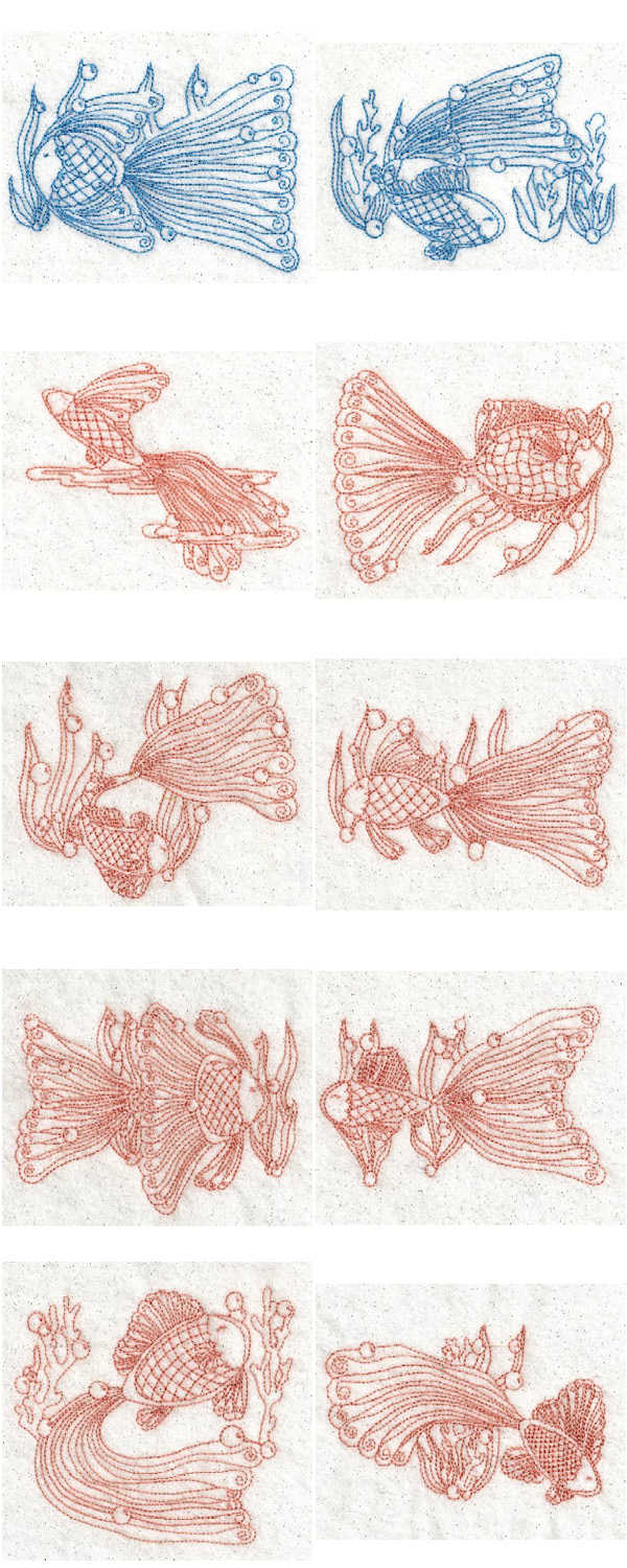RW Lace Fish Embroidery Machine Design Details