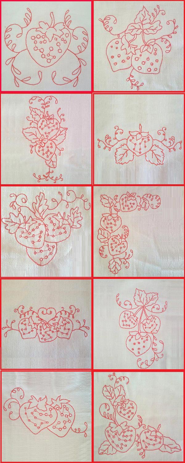 RW Strawberries Embroidery Machine Design Details