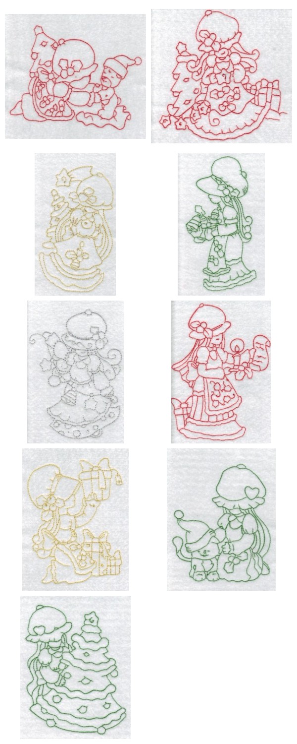 RW Sunbonnet Christmas Embroidery Machine Design Details