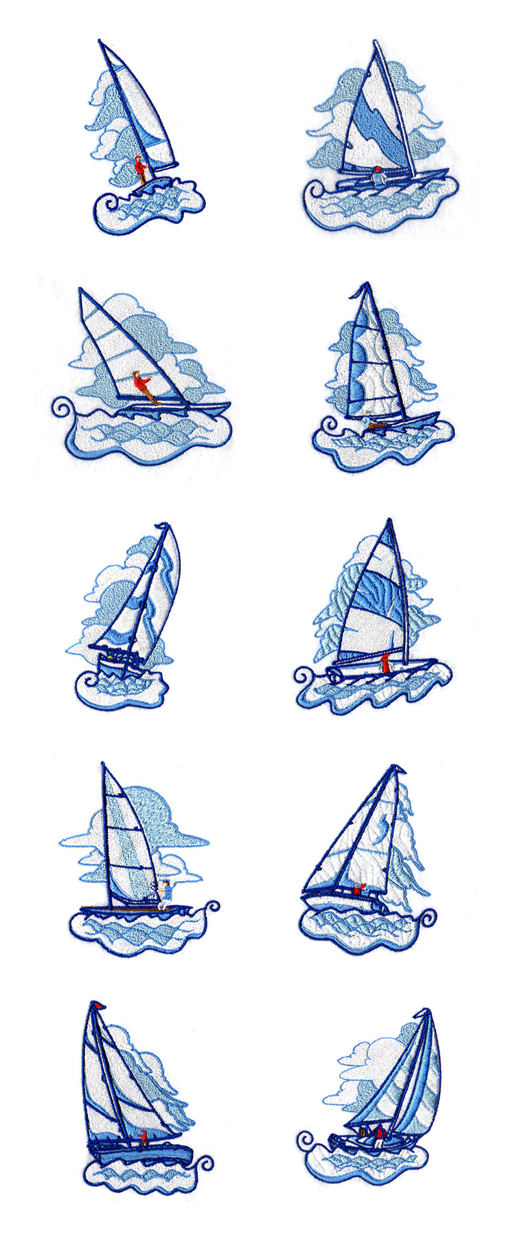 machine embroidery designs - sailboats set