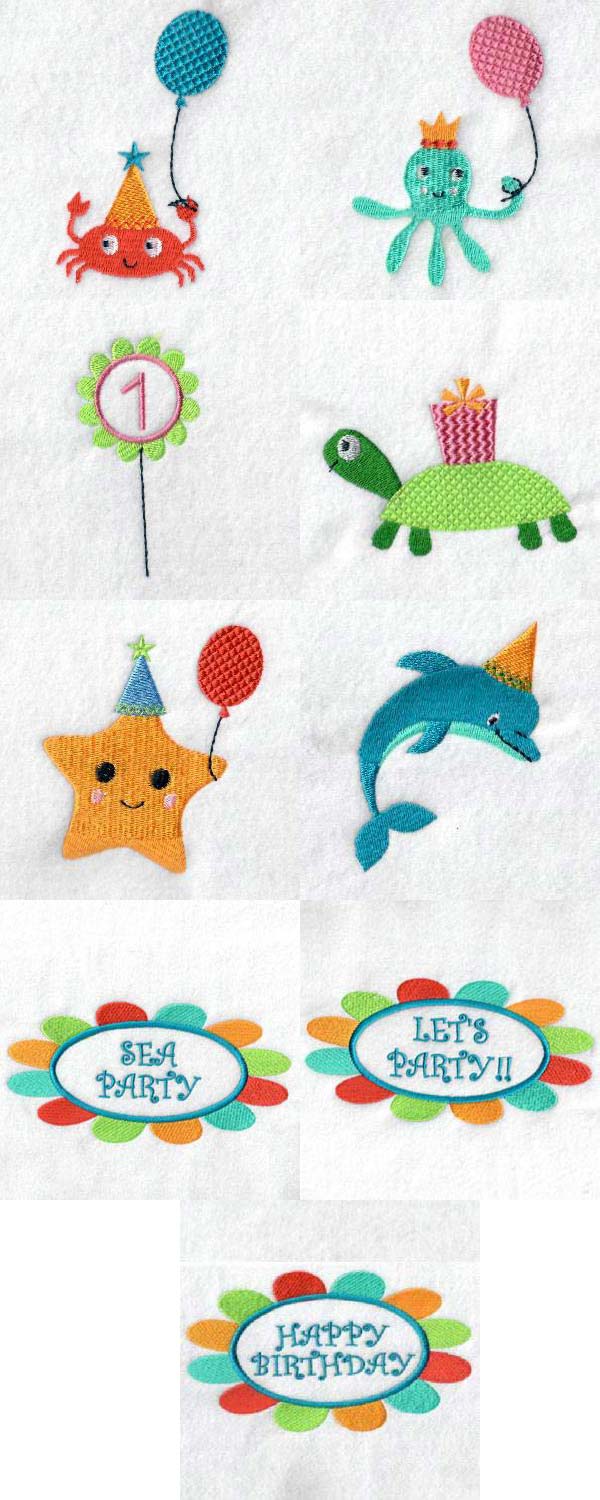 Sea Party Embroidery Machine Design Details