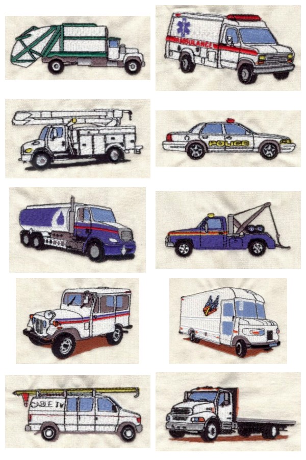 Service Vehicles Embroidery Machine Design Details