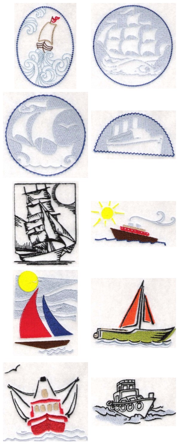 Ships At Sea Embroidery Machine Design Details