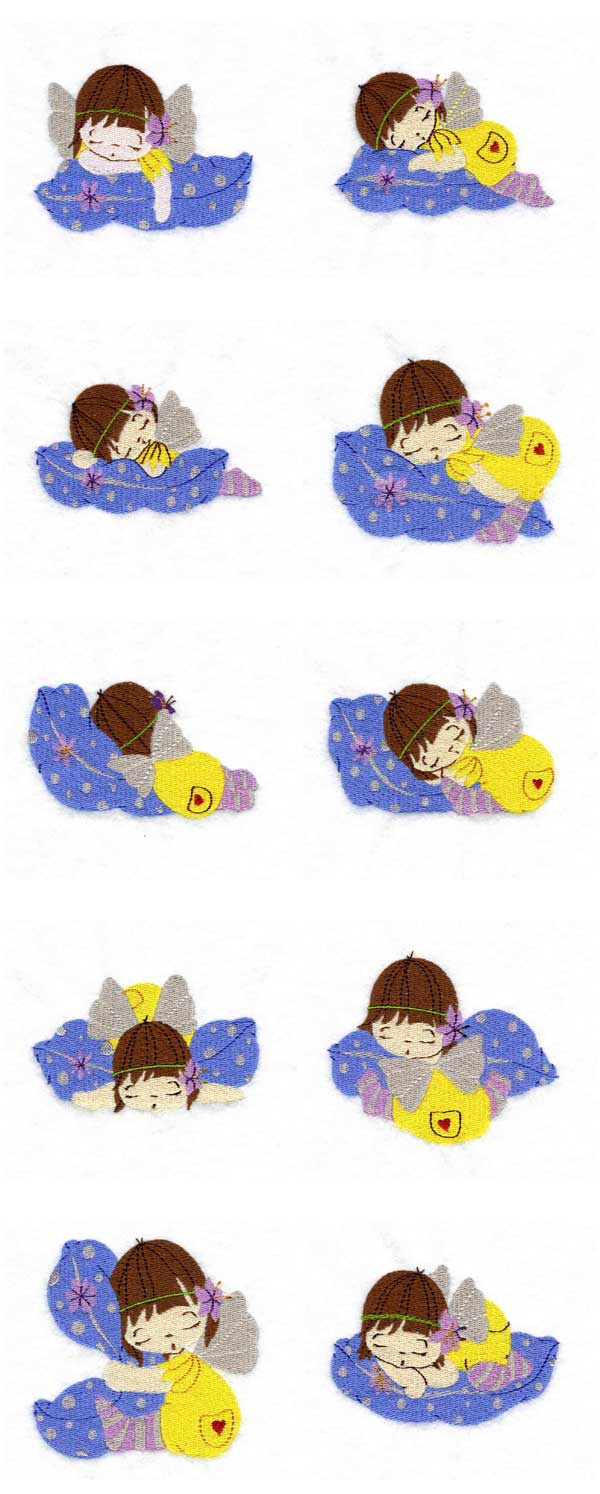 Sleepy Fairy Embroidery Machine Design Details