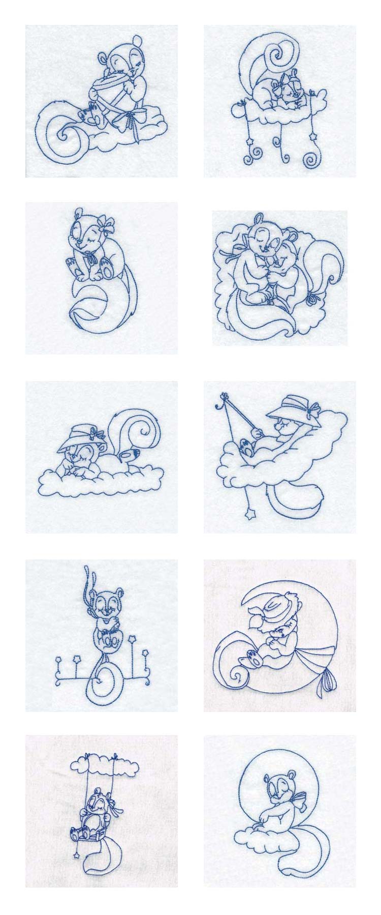 Sleepy Fall Squirrels Embroidery Machine Design Details