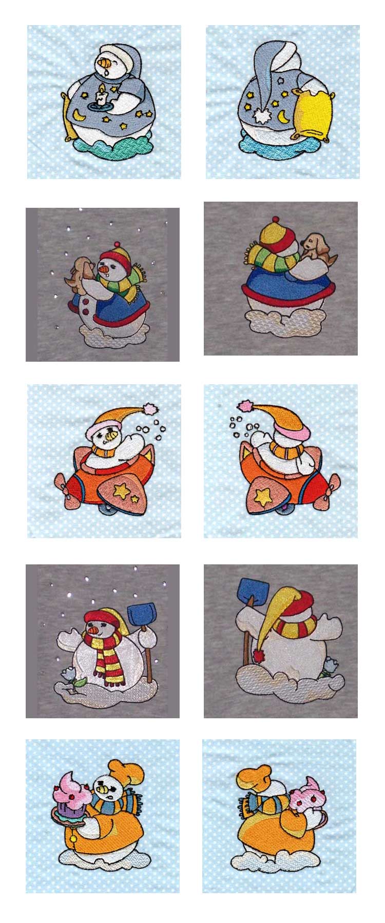 Snowmen Front and Back Embroidery Machine Design Details