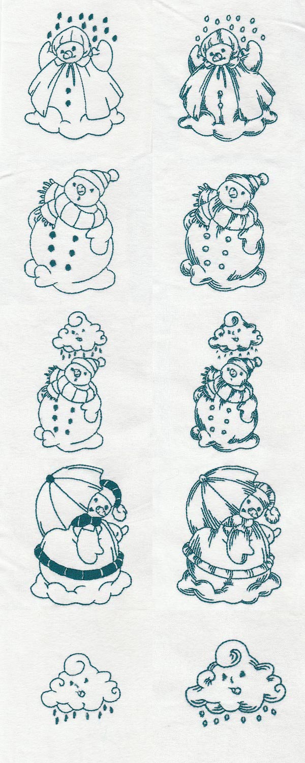 Snowman In The Rain Redwork Embroidery Machine Design Details