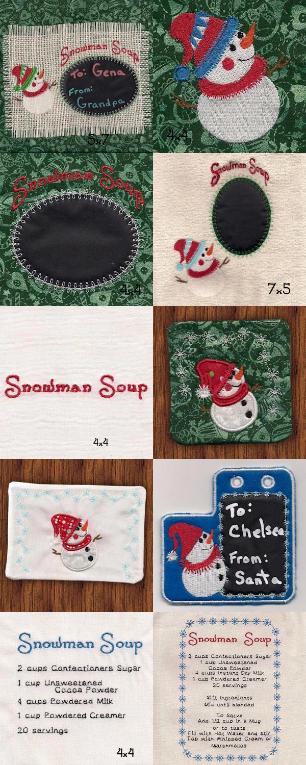 Snowman Soup Embroidery Machine Design Details