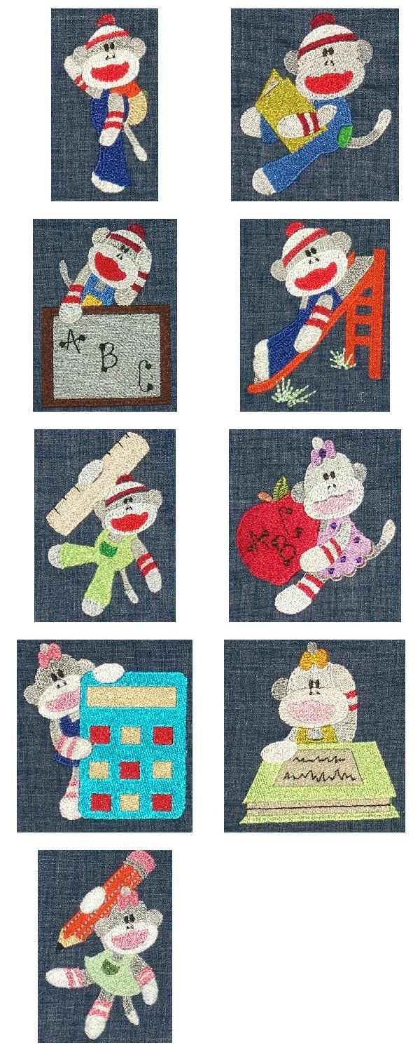 Sock Monkeys Embroidery Machine Design Details