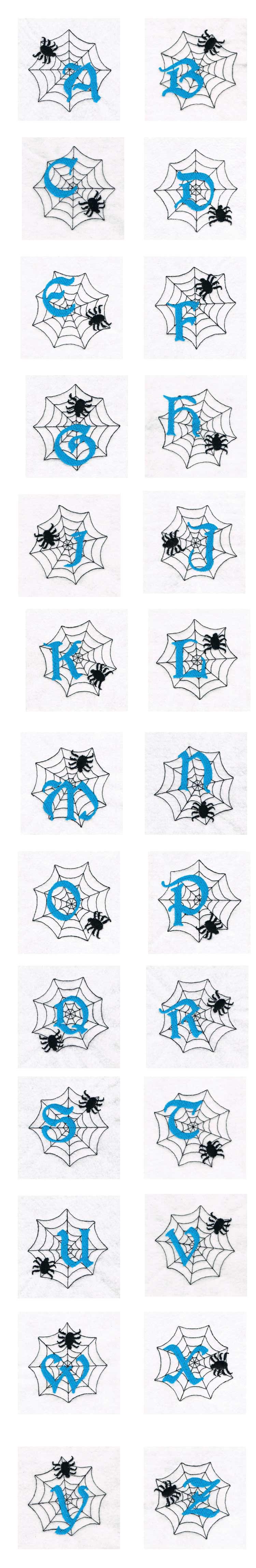 Spiderweb ABCs Embroidery Machine Design Details