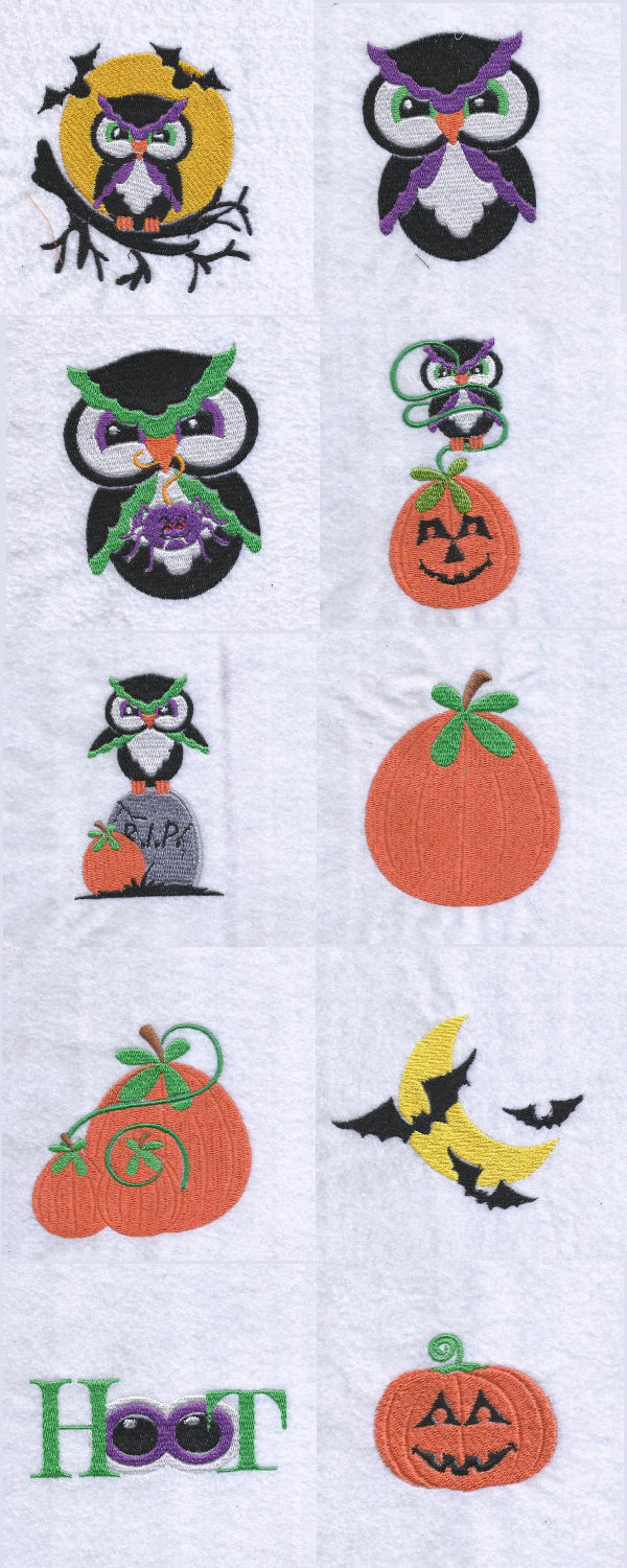 Spooky Hoots Embroidery Machine Design Details