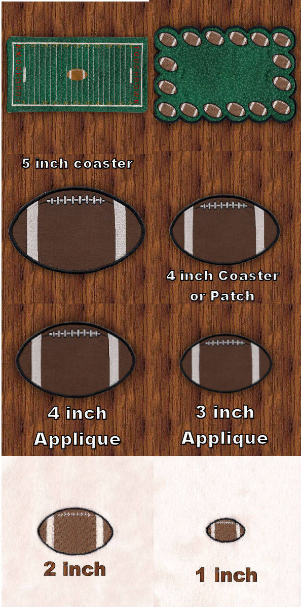 Sport Mug Rug Football Embroidery Machine Design Details