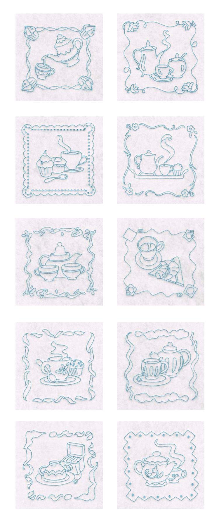 Spring Tea Time Blocks Embroidery Machine Design Details