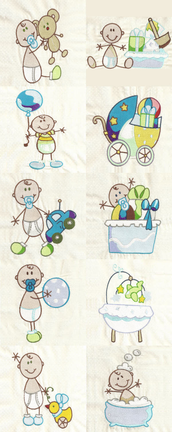 Sticky Baby Boys Embroidery Machine Design Details