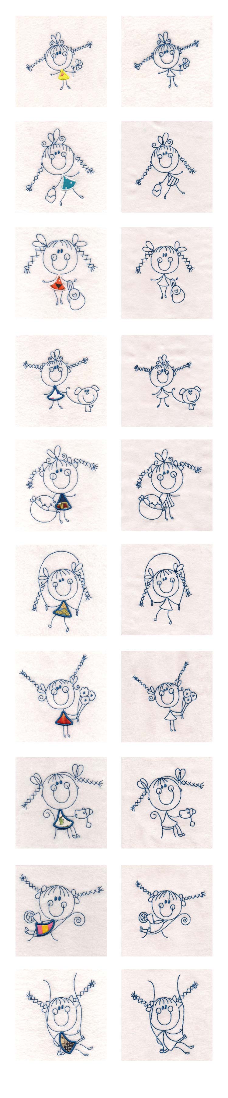 Sticky Fun Girls Embroidery Machine Design Details