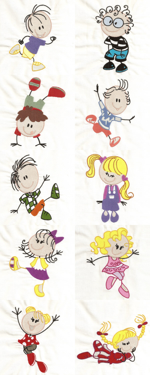 Sticky Little Kids Embroidery Machine Design Details