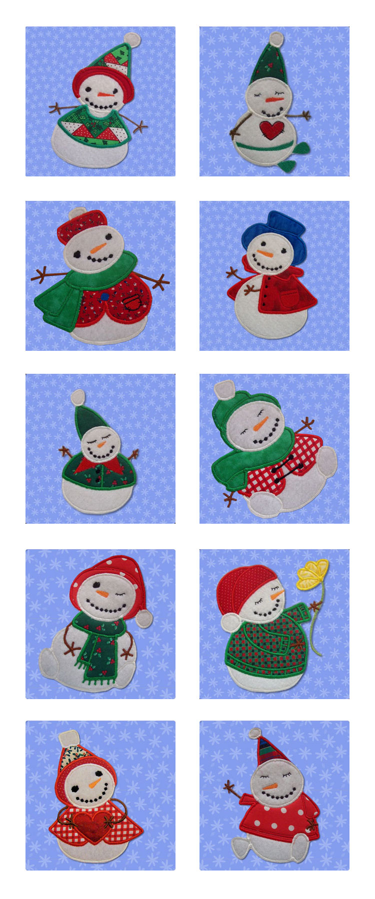 Sticky Snowmen Applique Embroidery Machine Design Details