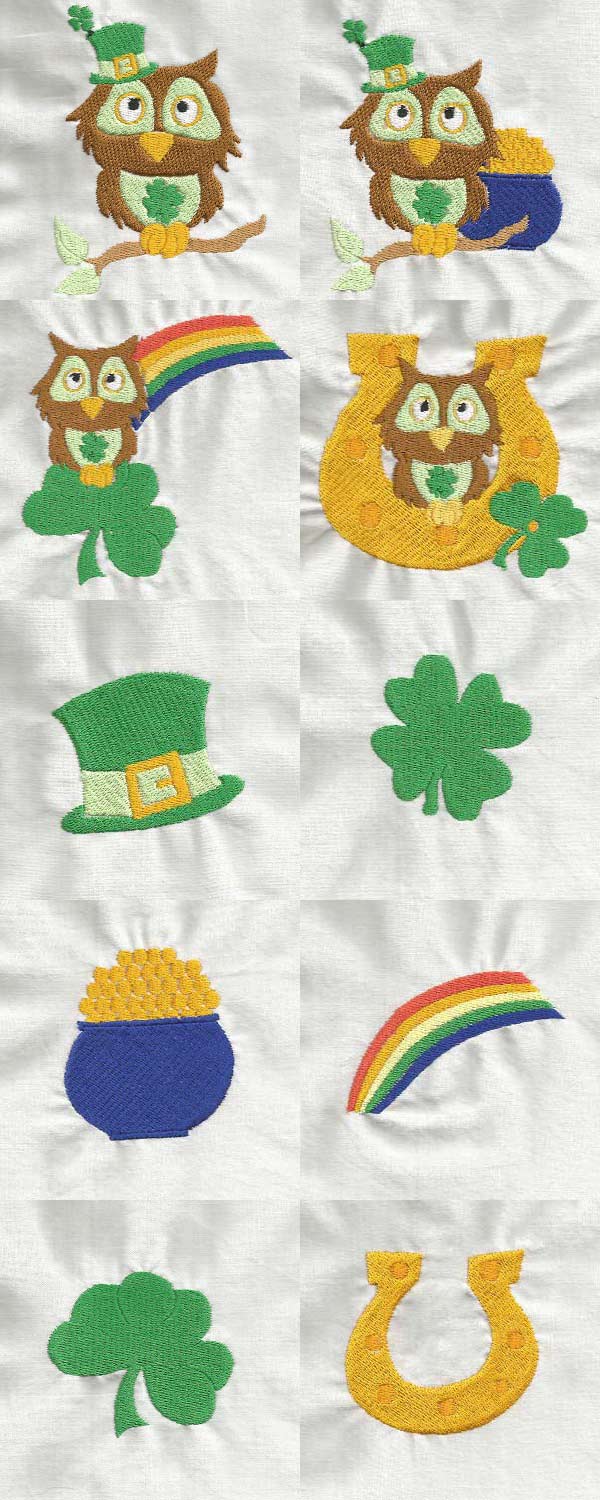 St Patty Owls Embroidery Machine Design Details