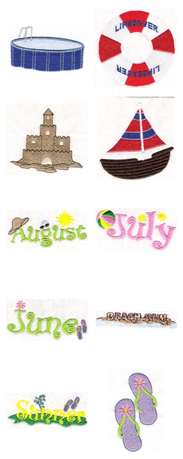 Summer Fun Embroidery Machine Design Details