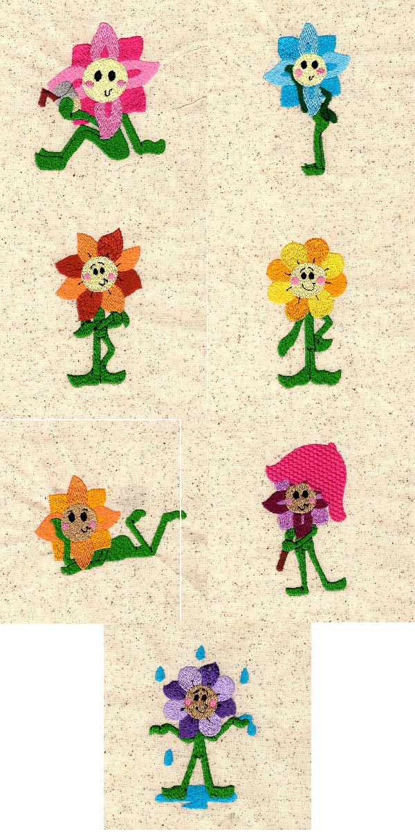 Summer Fun Flowers Embroidery Machine Design Details