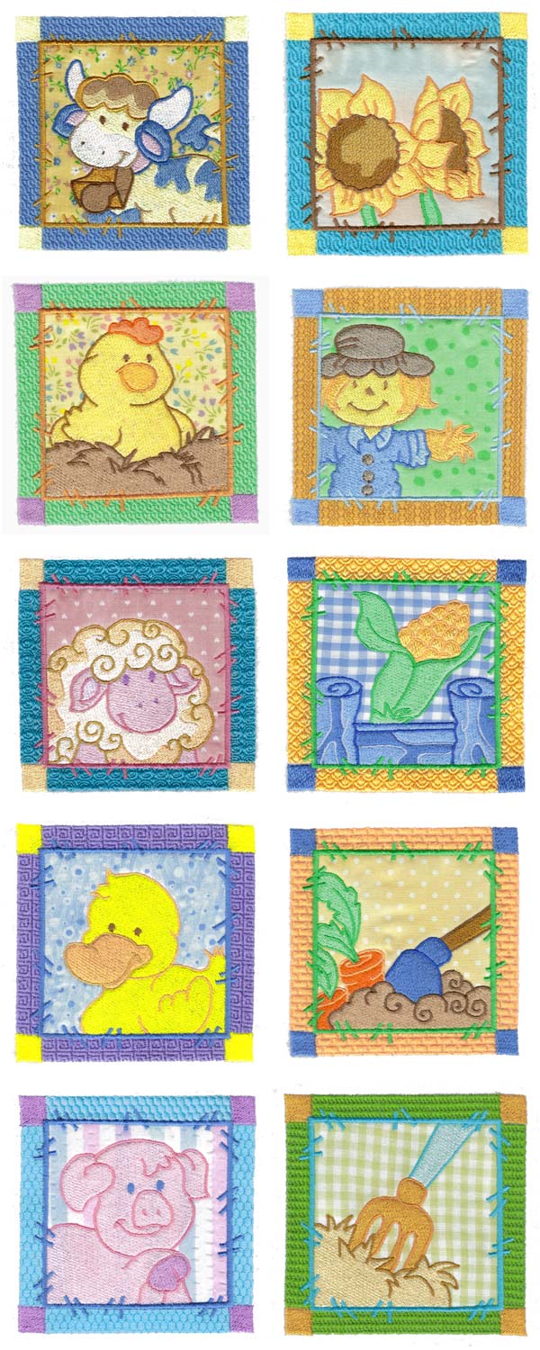 Sweet Farm Blocks Embroidery Machine Design Details