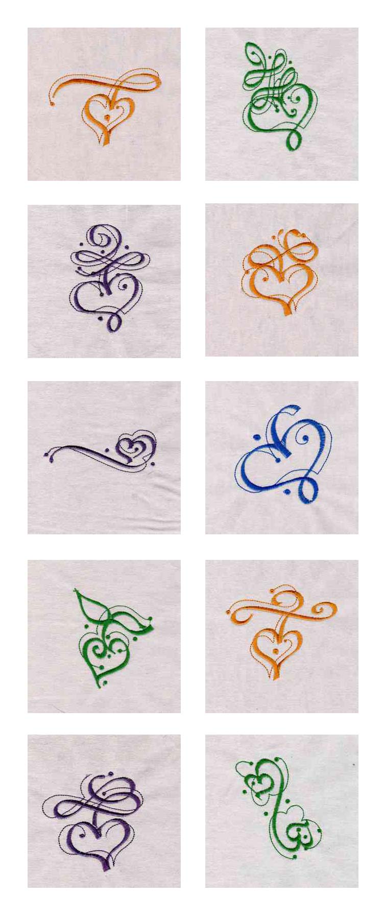 Swirls of Hearts Embroidery Machine Design Details