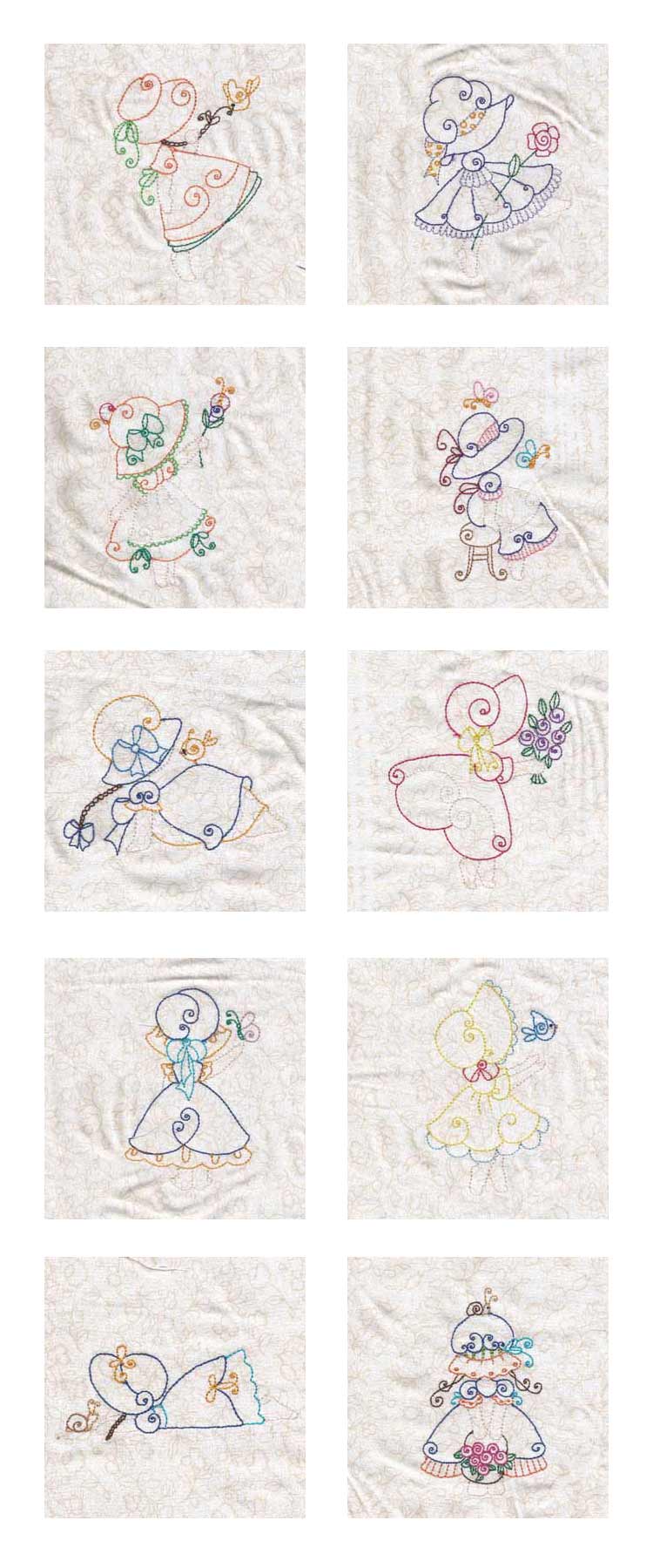 Swirly Spring Bonnets Embroidery Machine Design Details