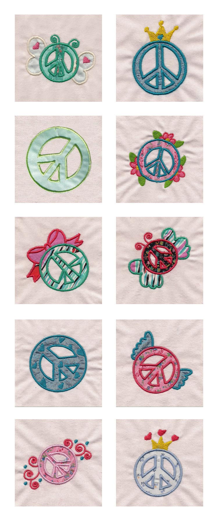 Teen Peace Applique Embroidery Machine Design Details