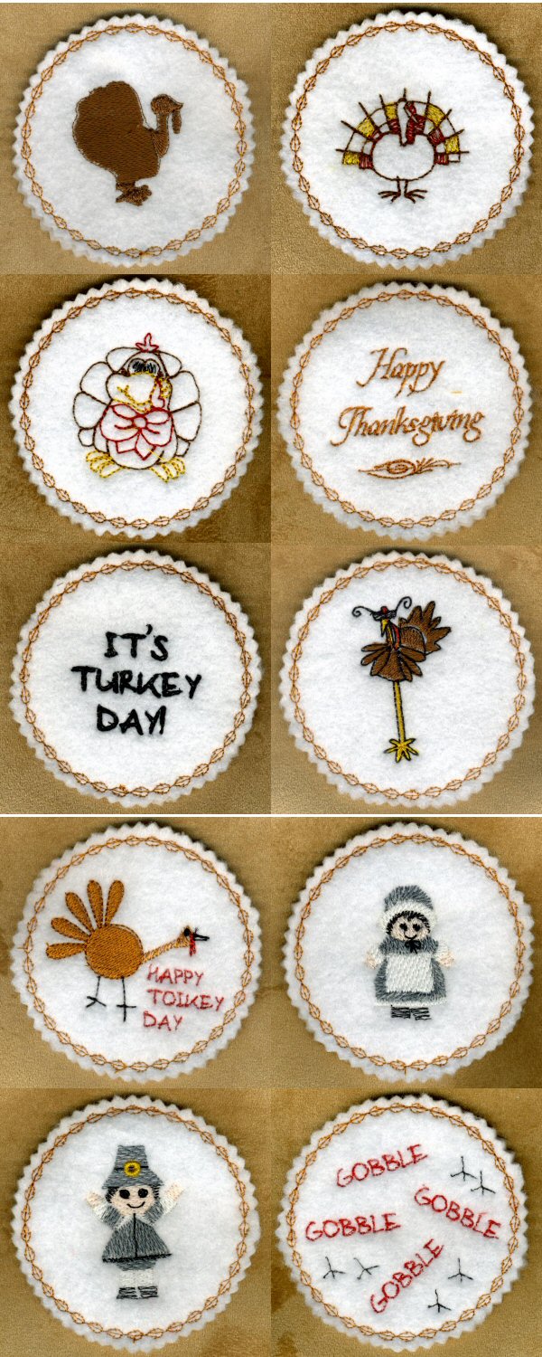 Thanksgiving Sucker Covers Embroidery Machine Design Details