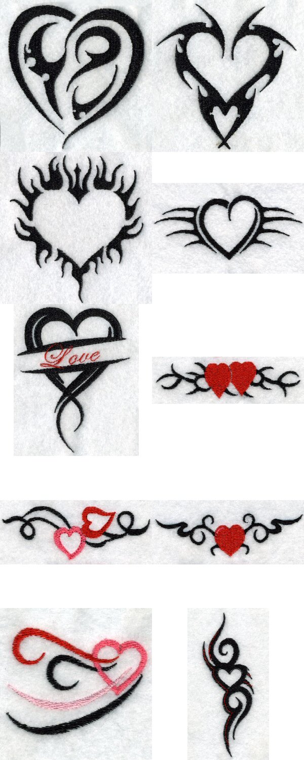 Tribal Hearts Embroidery Machine Design Details