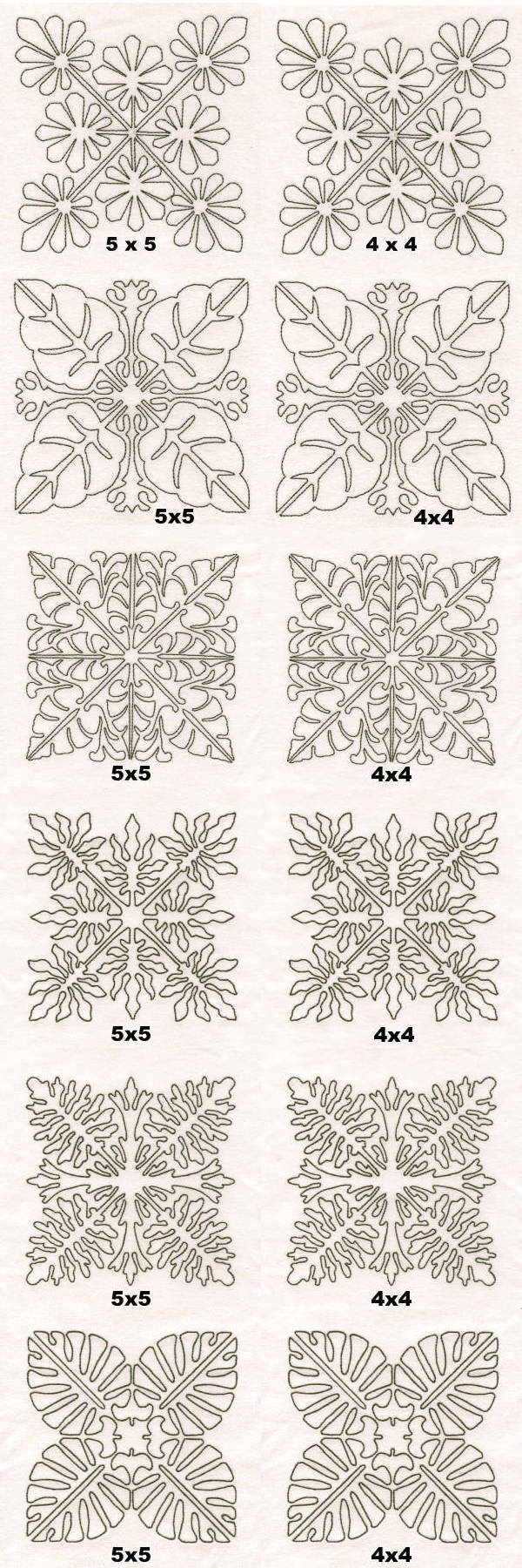 Machine Embroidery Designs - Tropical Foliage Quilt Blocks Set