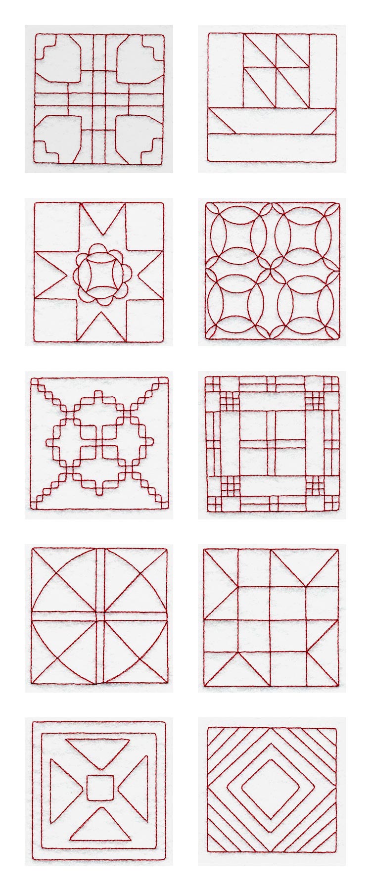 Trapunto Quilt Blocks 2 Embroidery Machine Design Details