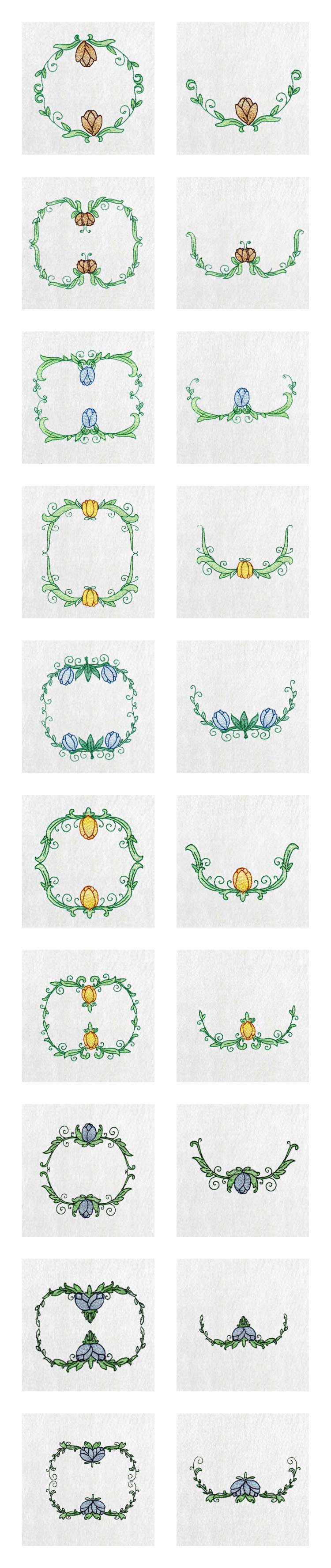Tulip Monogram Frames Embroidery Machine Design Details