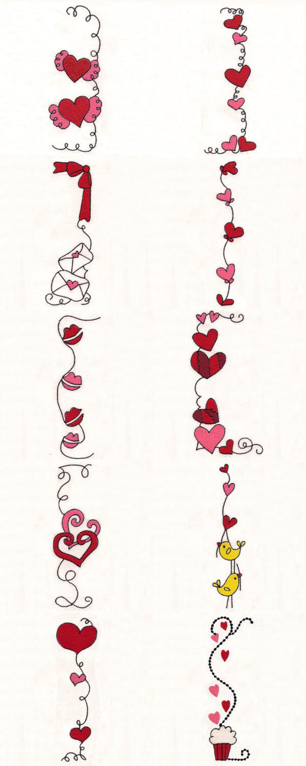 Valentine Borders Embroidery Machine Design Details