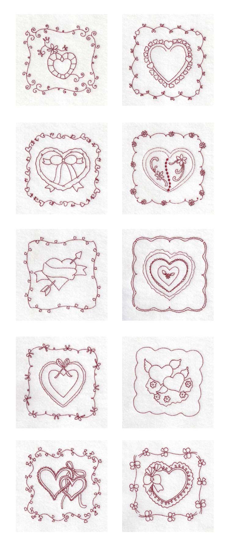 Valentine Quilt Blocks Embroidery Machine Design Details