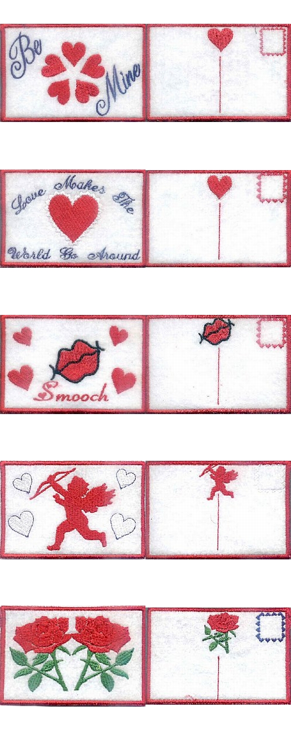 Valentines Day Post Cards Embroidery Machine Design Details