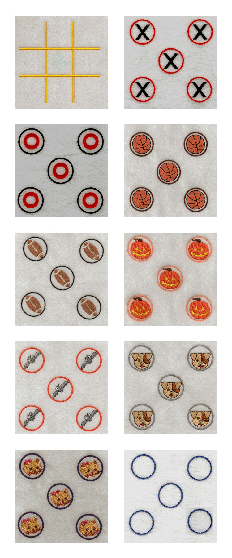 Variety Tic Tac Toe Embroidery Machine Design Details