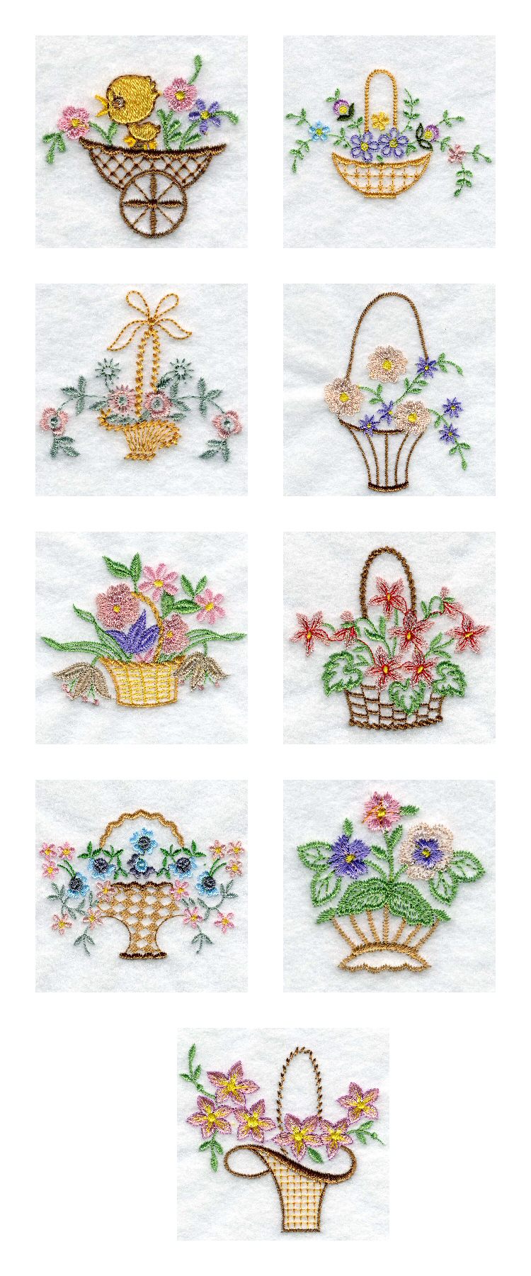 Vintage Baskets 2 Embroidery Machine Design Details