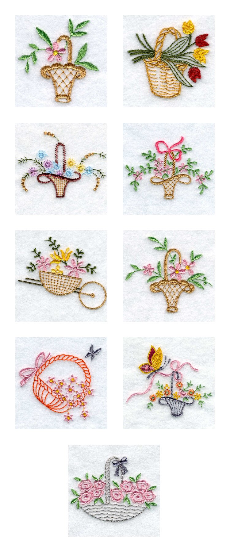 Vintage Baskets 1 Embroidery Machine Design Details