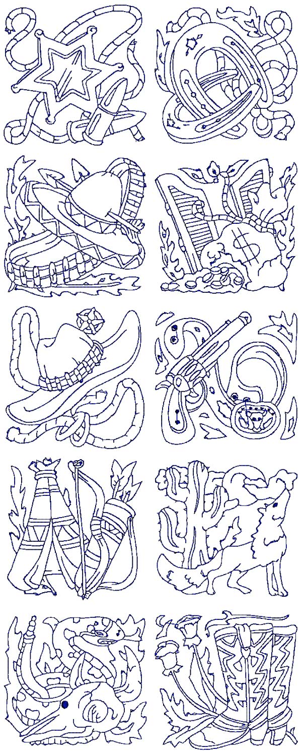 Western Quilt Blocks Embroidery Machine Design Details