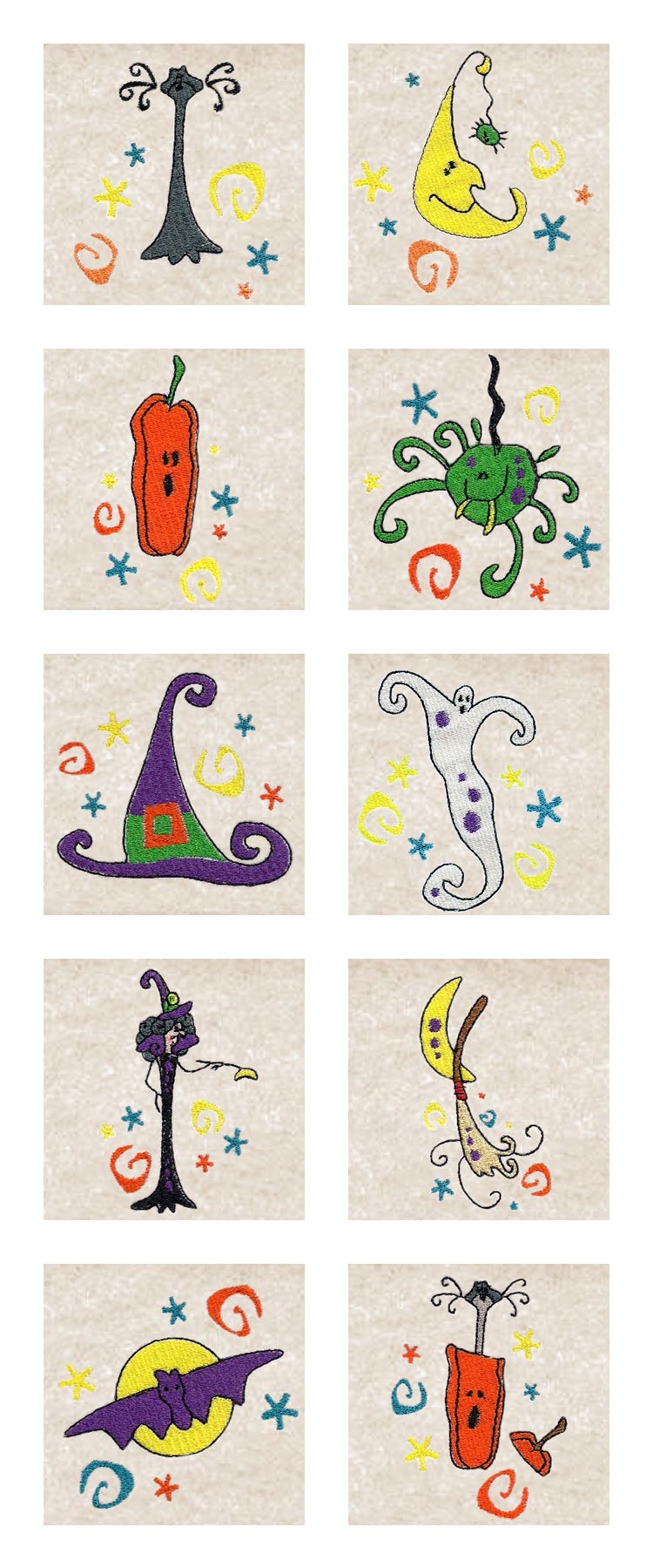 Whimsical Halloween Embroidery Machine Design Details