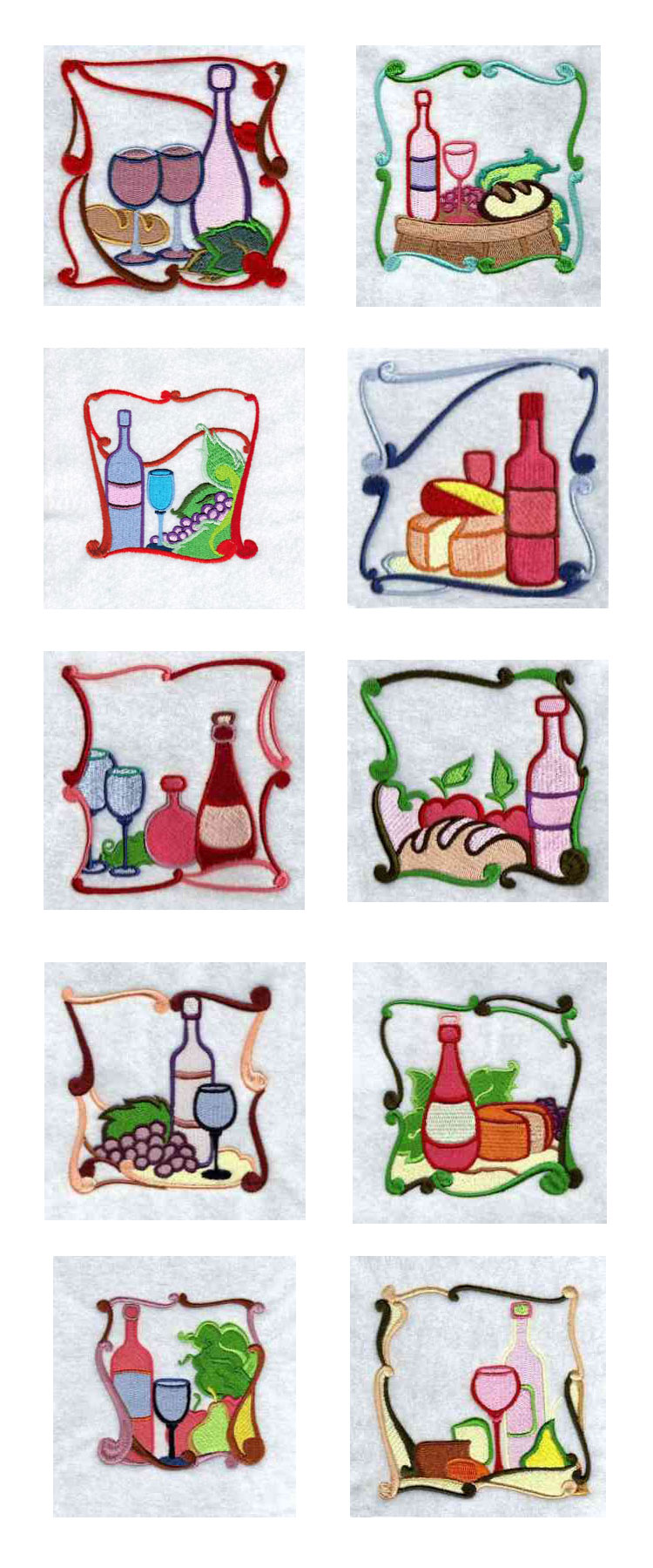 Wine Blocks Embroidery Machine Design Details