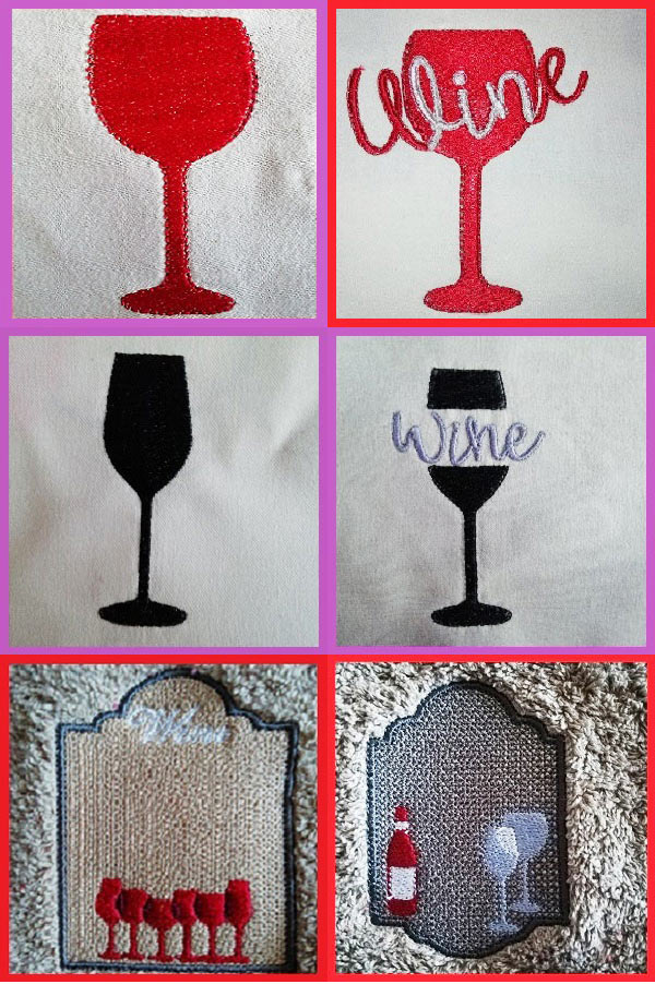 Wine Time Embroidery Machine Design Details